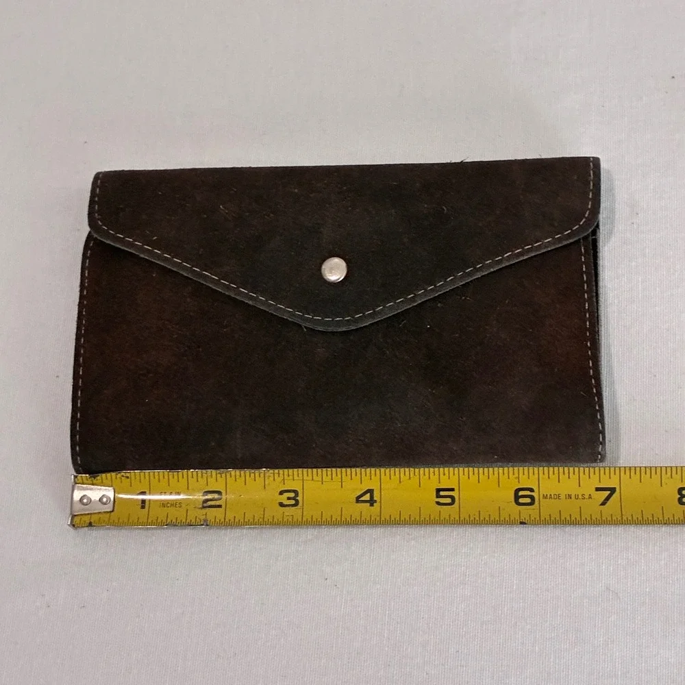 Vintage Brazilian Leather Envelope Wallet Brown Soft Snap Minimalist Unisex Y2K‎
